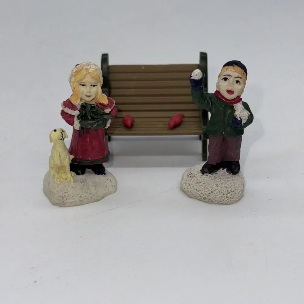 Christmas Victorian Skating Scene Happy Winter Holiday Kmart Replacement‎ Pieces